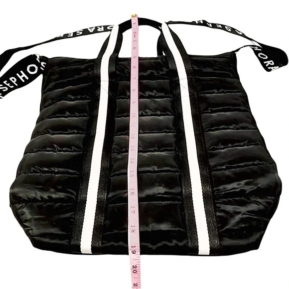 SEPHORA Black & White Nylon Puffer Tote - Crossbody BagㅣEUCㅣLarge - Picture 7 of 10